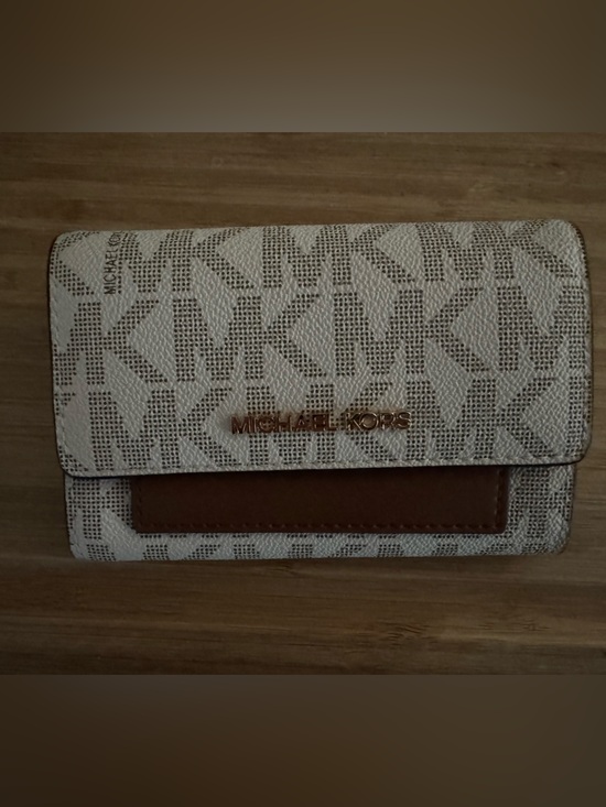 Michael Kors Handbags - Michael Kors Beige and Brown Logo Continental Wallet